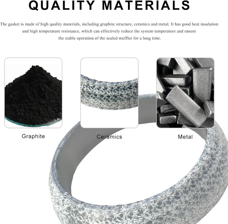 FSTURIOS ID 60mm Car Exhaust Gasket, High Grade Graphite Exhaust Flange Gasket Muffler Ring, Universal Leakproof Manifold Downpipe Exhausts Donut Gaskets Replacement for SUV Truck RV - Image 3